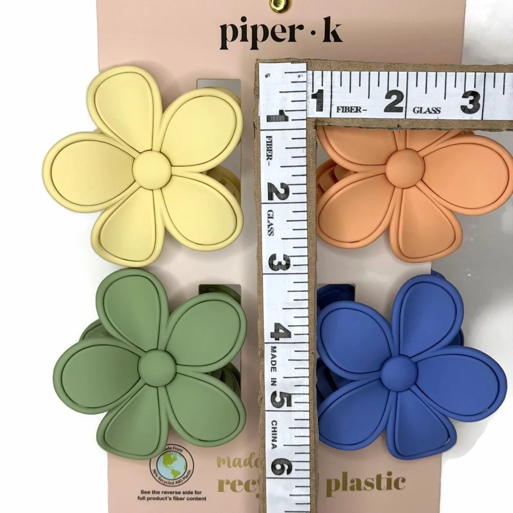 Piper K Matte Floral Hair Claws Clips Pastel Multicolor Set of 4